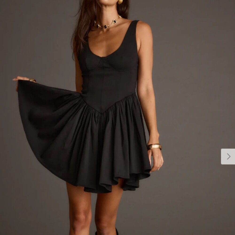 12th Tribe - Kit Black Drop Waist Mini Dress